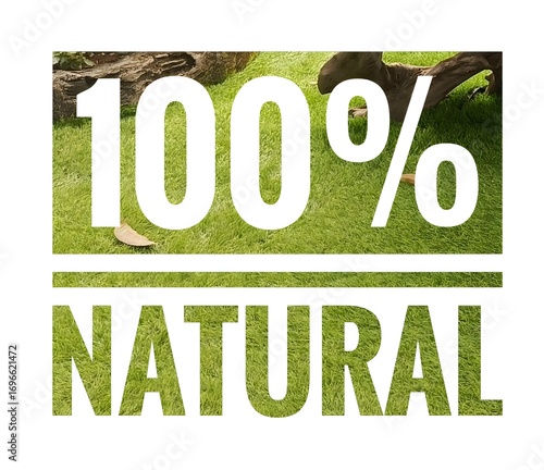 one hundred percent natural green grass concept