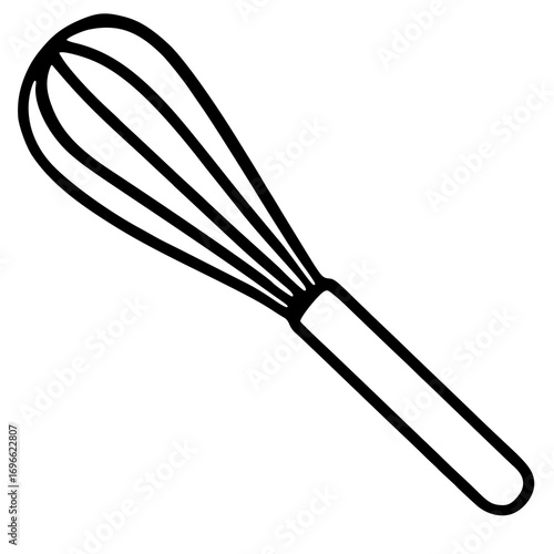 A vector illustration of a simple, bold outline whisk, perfect for culinary-themed designs or kitchenware iconography.