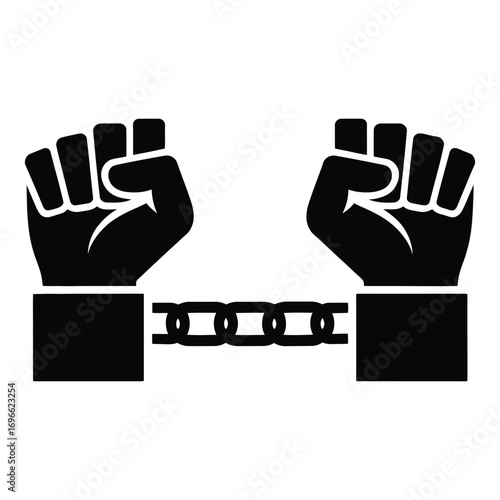 Fists chained together symbolizing struggle and oppression