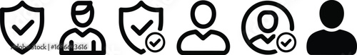 User account and security icons profile person