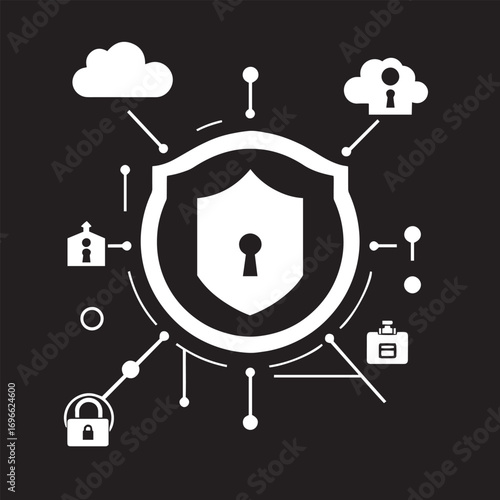 Security icon vector design concept black and white illustration.
