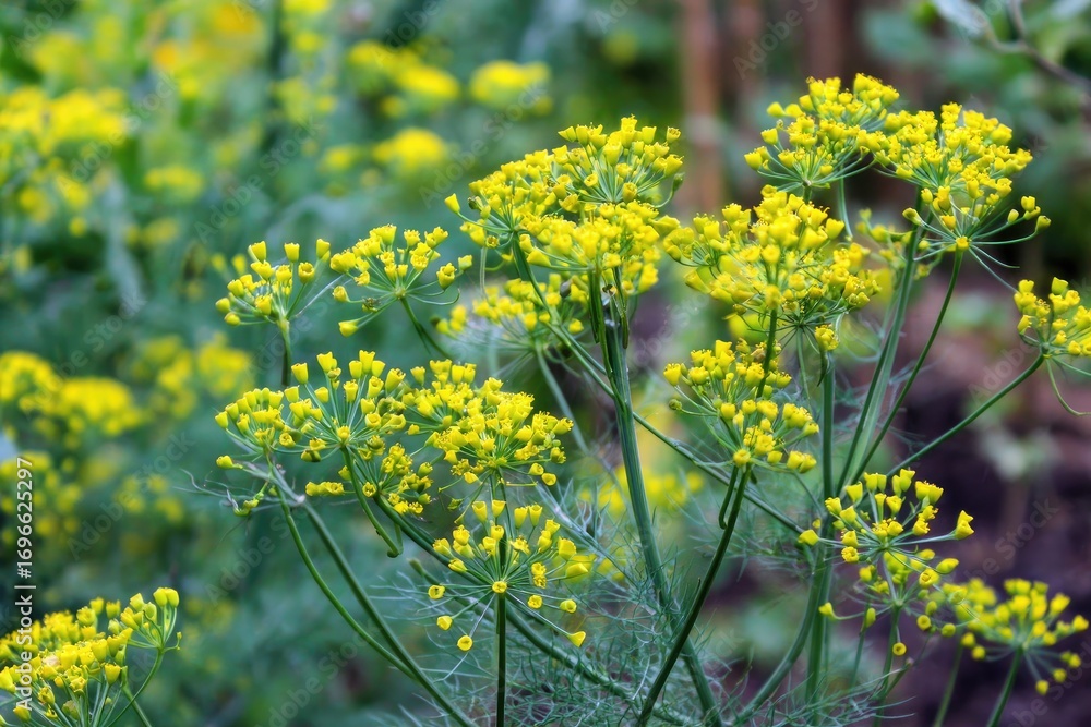 Obraz premium Close-up of dill flowers in bloom.