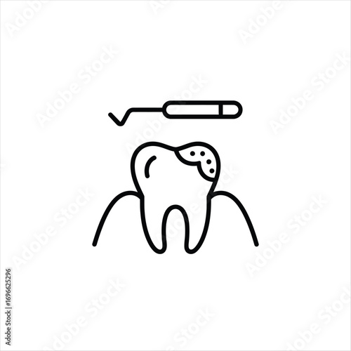 Tooth Decay Icon With Dental Tool cavity