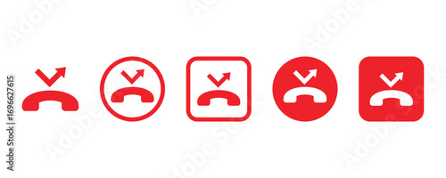 Missed calls icon. Declined calls symbol. Missed call sign reject decline phone icon symbol