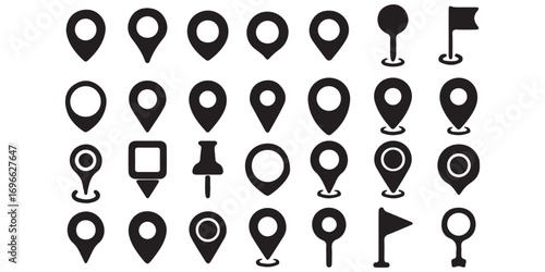 Map pin icon. location pin place marker. Location icon. Map marker pointer icon set. GPS location symbol collection. Victor illustration Eps 10.