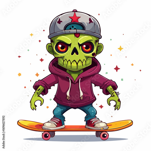Spooky Cartoon Zombie Skater
