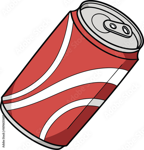 Vector art of a red soda can with white wavy stripes