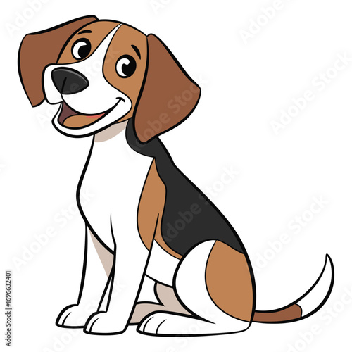 Vector art of cute cartoon beagle dog sitting and smiling