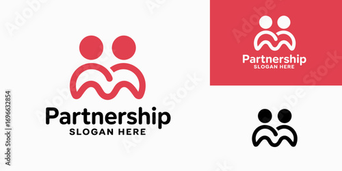 Abstract Partnership Logo with Two Figures