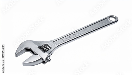 Sturdy adjustable spanner with strong steel body essential repair hand tool isolated on white background
