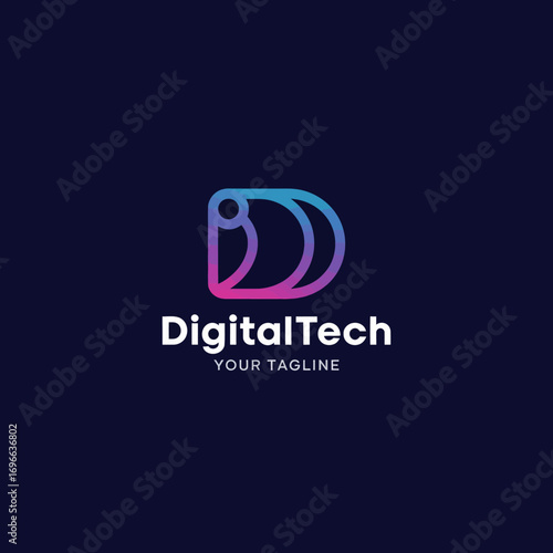 Digital Tech Logo with Gradient 'D' Icon