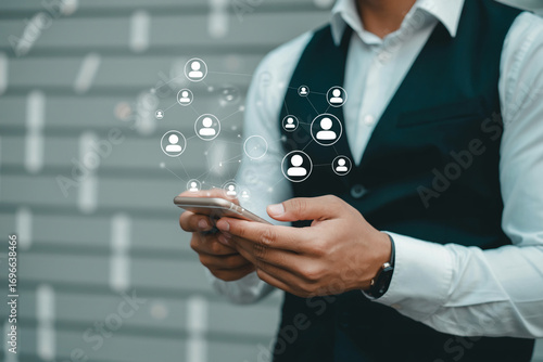 Wallpaper Mural Connected Network of People Using Mobile Technology for Social Interaction and Global Communication Torontodigital.ca