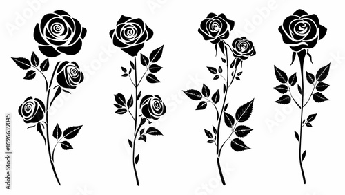 Black Rose Silhouettes Set