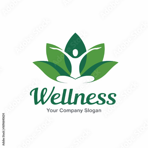 Green Lotus Logo with Meditating Figure and "Wellness" Text