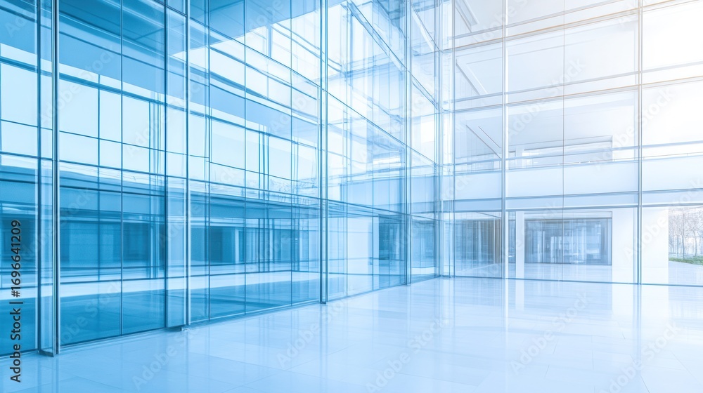 Fototapeta premium Modern office building with glass facade interior