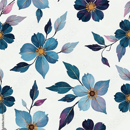 Seamless floral pattern, fabric style, hand-drawn background design 