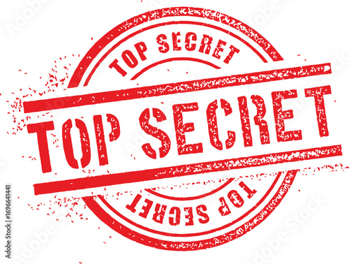 grunge rubber stamp,Top Secret Stamp – Red Circular Confidential Seal with Distressed Texture and Bold Text