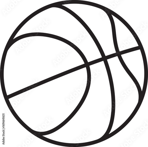 Minimalist black outline of a basketball on white background graphic resource for designers