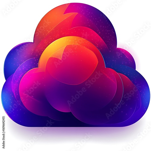 Abstract Gradient Cloud Shape With Sparkles photo Isolated color vibrant