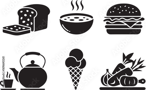 Delicious food icons for menus, recipes, and dining