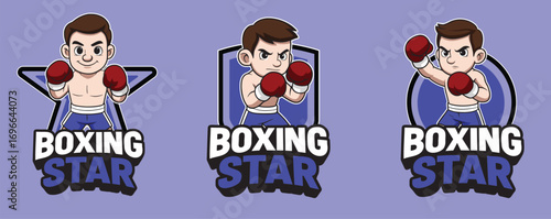 Three Cartoon Boxers With Determined Expressions Wearing Red Gloves In Dynamic Poses Fighting