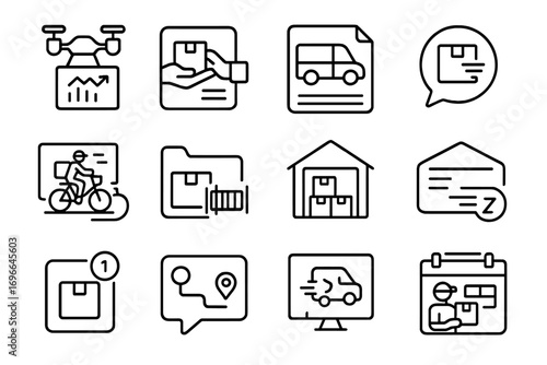 Logistics and delivery line icon set. shipping, packing, warehouse icons in outline style