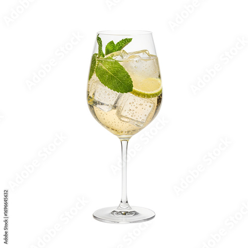 hugo cocktail spritz isolated on white background, for menu, poster