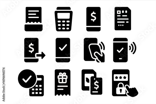 Finance, payment filled icon set. money, banking icons filled collection