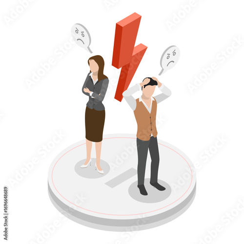 3D Isometric Flat Vector Illustration of Mediation, Resolving Conflicts Through Mediator. Item 3