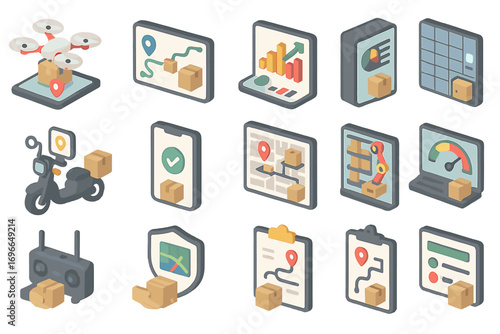 Delivery, shipping 3d icon set. logistics, transportation, package icons collection