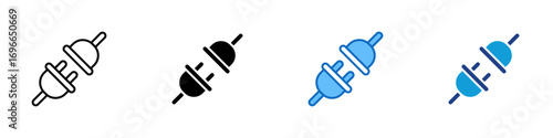 Disconnected Plug Multiple Style Icon Design Vector - Two plugs disconnected or connecting together representing electricity connection and power supply
