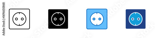 Power Socket Multiple Style Icon Design Vector - Wall socket with plug holes representing electricity access and energy supply