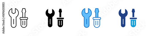 Tools Set Multiple Style Icon Design Vector - Wrench and screwdriver representing tools for electrical repair and maintenance