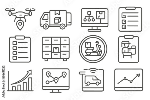 Logistics, delivery line icon set. shipping, transport symbols outline style collection