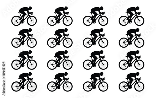 Vector art of cyclist silhouette cycling race, competition, and sport concept professional bicycle rider in action, training and exercise