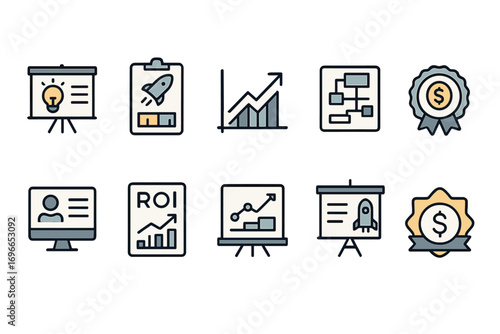 Business, finance line icon set. strategy, growth, analytics line style collection