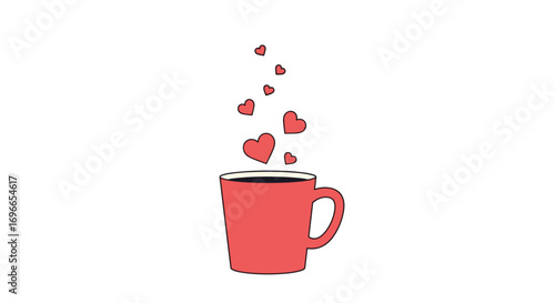 A warm cup of love steaming with little hearts and joyful vibes