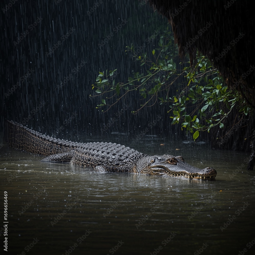 Fototapeta premium alligator in the swamp