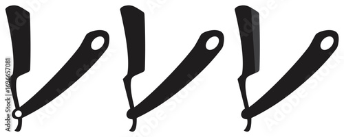 Vintage straight razor silhouette collection design.