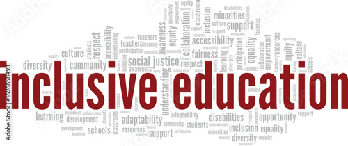 Inclusive Education word cloud conceptual design isolated on white background.