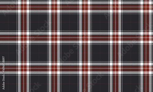 Seamless plaid pattern, black, red, white. Perfect for designing textiles, clothing, skirts, pants, dresses, shirts, or street and vintage fashion. Suitable for both men and women.