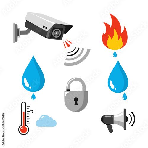 Smart home security systems protecting against water leaks fire threats and intrusion with temperature monitoring