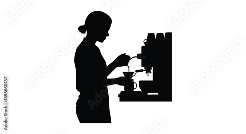 a barista pouring coffee into cup from machine