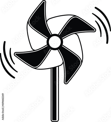 Whimsical pinwheel spinning in the wind with motion blur