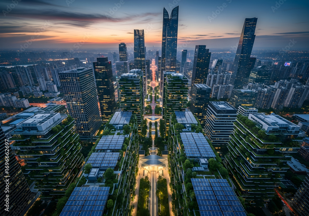 Obraz premium Modern Urban Architecture at Sunset