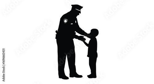 a police officer shaking hands with a young child