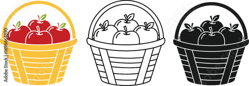 Bountiful harvest of fresh red apples in woven baskets, a symbol of abundance and healthy eating.