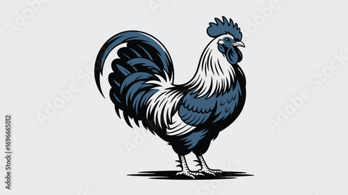Vector art of detailed vector illustration of a rooster, showcasing its plumage and features, , perfect for use in designs related to farming or poultry