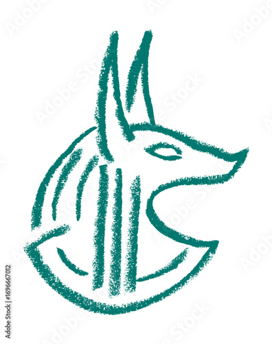 Anubis Egyptian Icon Crayon Chalk Drawing Vector