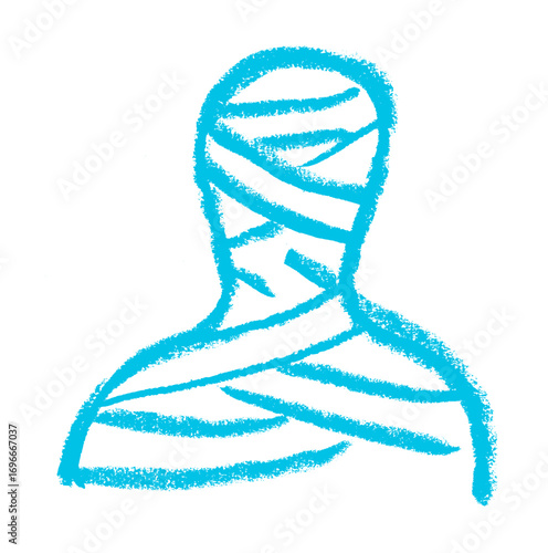 Mummy Egyptian Icon Crayon Chalk Drawing Vector